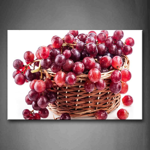 Red And Purple Grapes In Basket Wall Art Painting The Picture Print On Canvas Food Pictures For Home Decor Decoration Gift 