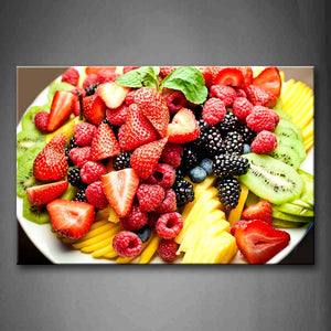 Red Colorful Various Fruit In Plate Wall Art Painting The Picture Print On Canvas Food Pictures For Home Decor Decoration Gift 