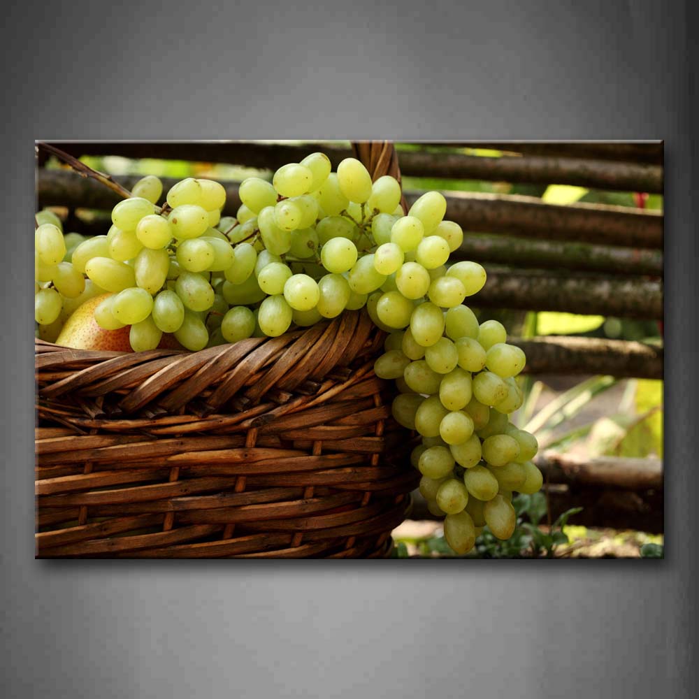 Green Grapes In Basket Wall Art Painting Pictures Print On Canvas Food The Picture For Home Modern Decoration 