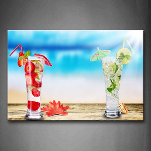 Cocktail With Strawberry And Lemon Wall Art Painting Pictures Print On Canvas Food The Picture For Home Modern Decoration 