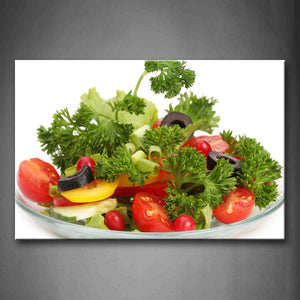 Salad With Colorful Vegetable In Plate Wall Art Painting Pictures Print On Canvas Food The Picture For Home Modern Decoration 