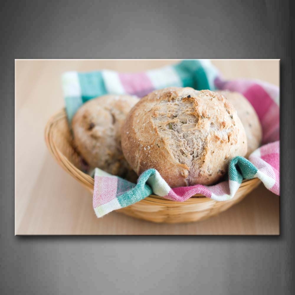 Bread With Cloth In Basket Wall Art Painting Pictures Print On Canvas Food The Picture For Home Modern Decoration 