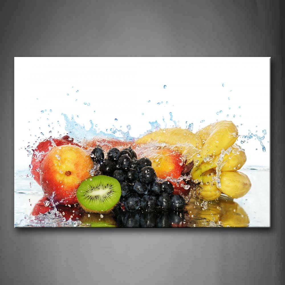 Coloful Various Fruit With Water Wall Art Painting Pictures Print On Canvas Food The Picture For Home Modern Decoration 