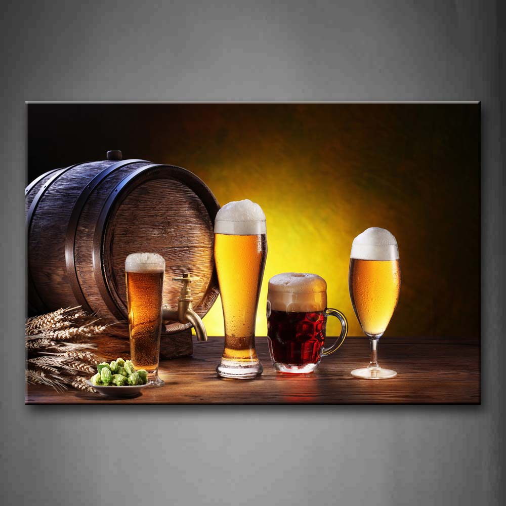 Yellow Beer With White  Wall Art Painting Pictures Print On Canvas Food The Picture For Home Modern Decoration 