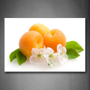 Yellow Orange Orange Peach With Flower And Leaf Wall Art Painting Pictures Print On Canvas Food The Picture For Home Modern Decoration 