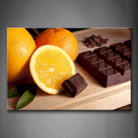 Yellow Orange Chocolate With Orange And Leaf Wall Art Painting The Picture Print On Canvas Food Pictures For Home Decor Decoration Gift 