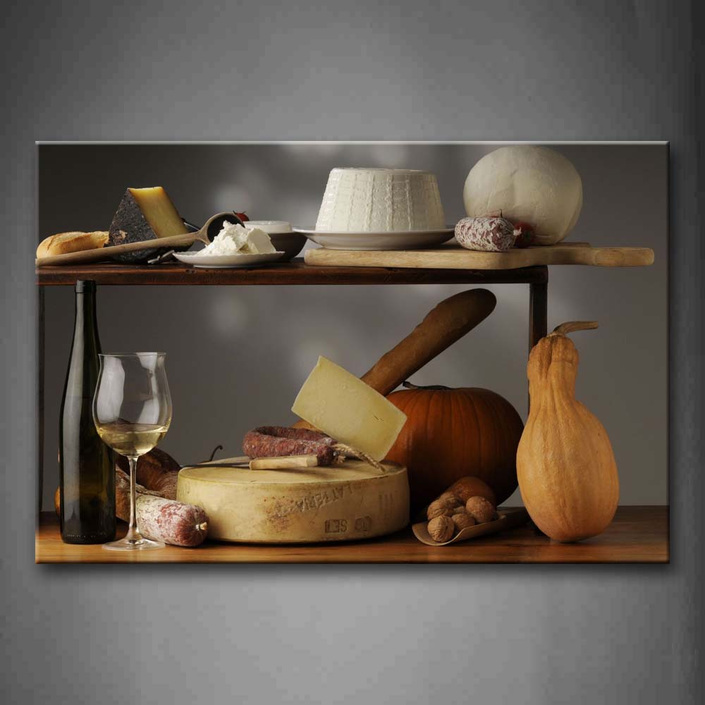 Cheese With Vegetables And Wine Wall Art Painting The Picture Print On Canvas Food Pictures For Home Decor Decoration Gift 