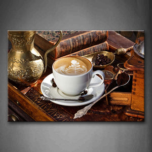 Coffee With Patter In White Cup Wall Art Painting The Picture Print On Canvas Food Pictures For Home Decor Decoration Gift 