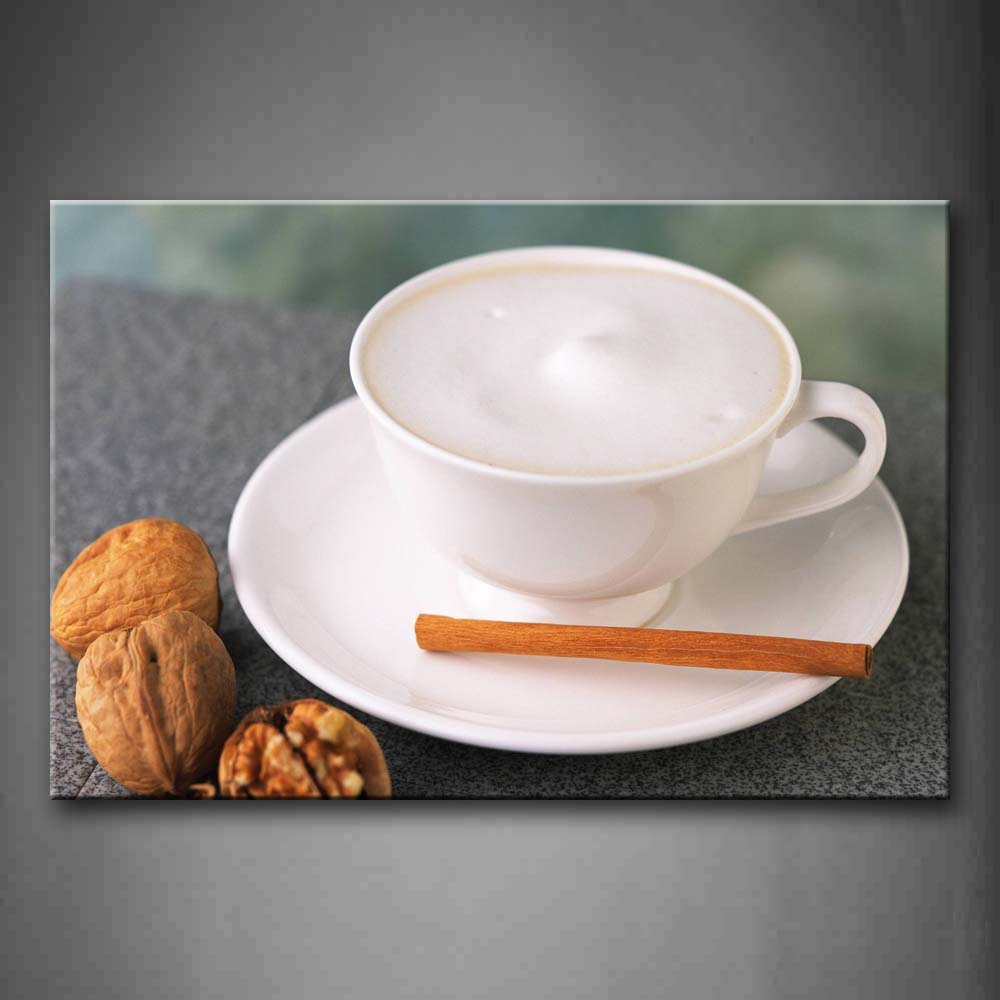 White Coffee In Plate With Nut Wall Art Painting The Picture Print On Canvas Food Pictures For Home Decor Decoration Gift 