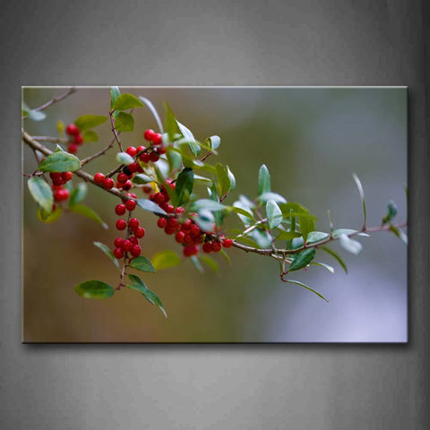 Red Berry With Green Leaf In Branch Wall Art Painting The Picture Print On Canvas Food Pictures For Home Decor Decoration Gift 