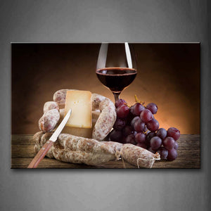 Cheese And Grape With Wine And Knife Wall Art Painting The Picture Print On Canvas Food Pictures For Home Decor Decoration Gift 