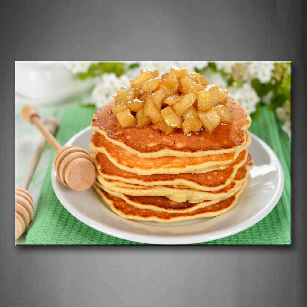 Pancake Stack-Up With Sweet In Plate Wall Art Painting Pictures Print On Canvas Food The Picture For Home Modern Decoration 