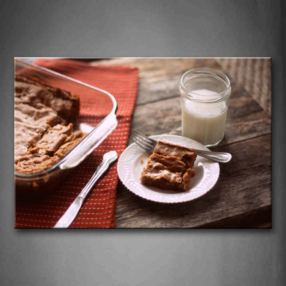 Baking With Milk And Fork Knife Wall Art Painting Pictures Print On Canvas Food The Picture For Home Modern Decoration 