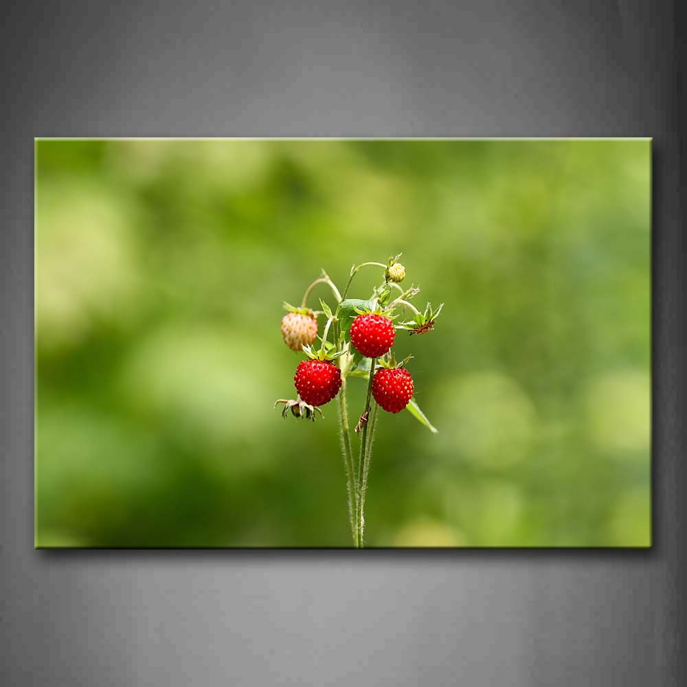 Red Strawberry With Green Leaf Wall Art Painting The Picture Print On Canvas Food Pictures For Home Decor Decoration Gift 