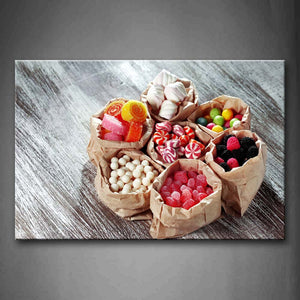 Colorful Various Candy In Bag Wall Art Painting Pictures Print On Canvas Food The Picture For Home Modern Decoration 