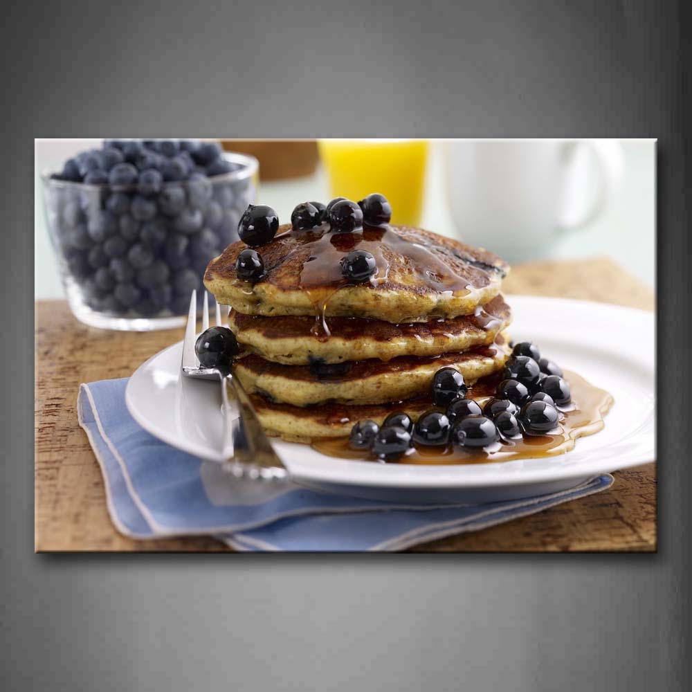 Pancake With Sweet And Blueberry Wall Art Painting Pictures Print On Canvas Food The Picture For Home Modern Decoration 