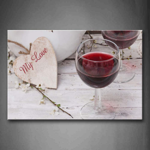 Grape Wine In Cup With Heart-Shape Wall Art Painting The Picture Print On Canvas Food Pictures For Home Decor Decoration Gift 