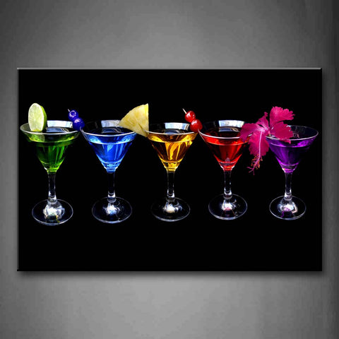 Colorful Cocktail With Various Fruit In Cup Wall Art Painting The Picture Print On Canvas Food Pictures For Home Decor Decoration Gift 