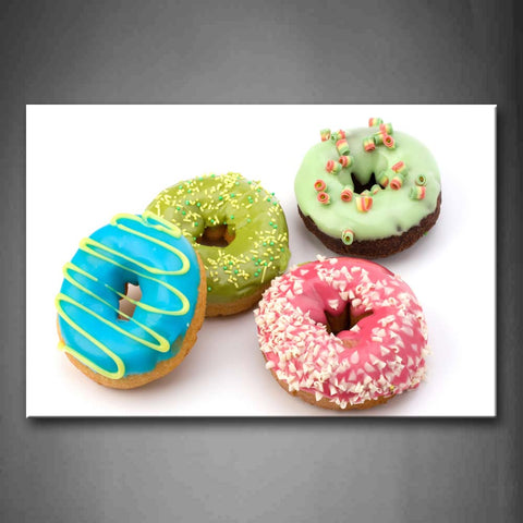 Four Colorful Doughnut Wall Art Painting Pictures Print On Canvas Food The Picture For Home Modern Decoration 