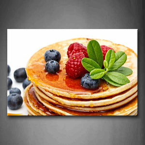 Pancake Stack-Up With Various Fruit Green Leaf Wall Art Painting The Picture Print On Canvas Food Pictures For Home Decor Decoration Gift 