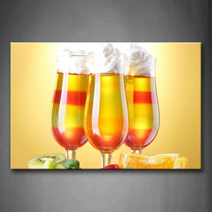 Yellow Orange Red And Orange Cocktail With Cream In Cups Wall Art Painting The Picture Print On Canvas Food Pictures For Home Decor Decoration Gift 