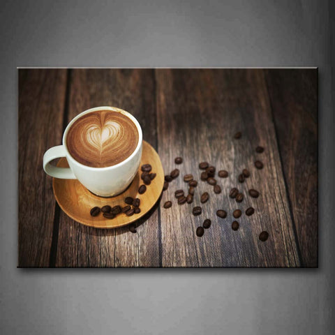 Brown Coffee With Heart Pattern In White Cup Wall Art Painting The Picture Print On Canvas Food Pictures For Home Decor Decoration Gift 