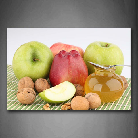 Colorful Apple With Nut And Honey Wall Art Painting Pictures Print On Canvas Food The Picture For Home Modern Decoration 