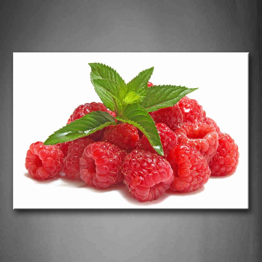 Red Raspberry With Green Leaf  Wall Art Painting Pictures Print On Canvas Food The Picture For Home Modern Decoration 