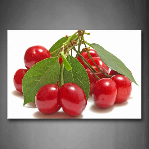 Red Cherry With Green Leaf Wall Art Painting Pictures Print On Canvas Food The Picture For Home Modern Decoration 