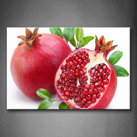 Red Pomegranate With Green Leaf Wall Art Painting Pictures Print On Canvas Food The Picture For Home Modern Decoration 