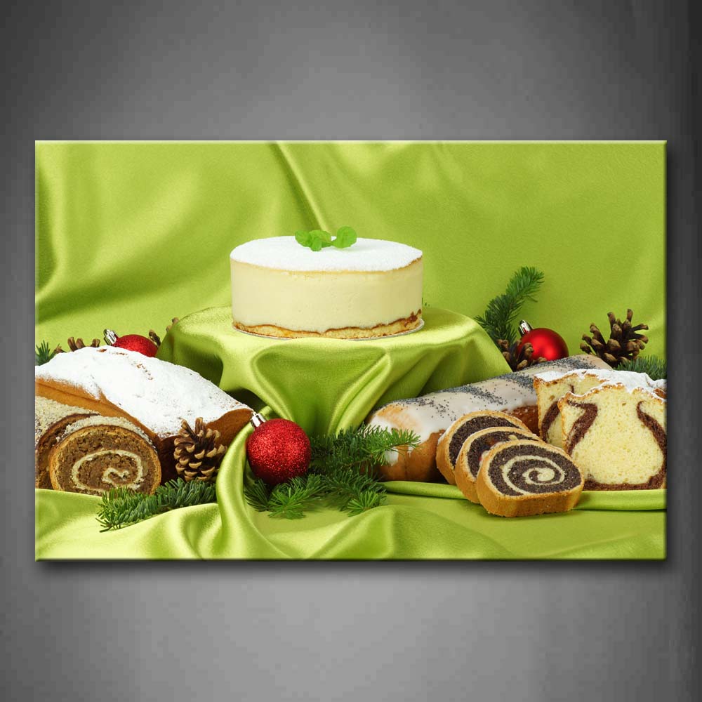 Various Sweets With Green Cloth Wall Art Painting The Picture Print On Canvas Food Pictures For Home Decor Decoration Gift 