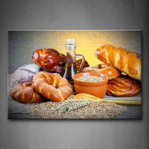 Brown Baking With Wheat Wall Art Painting Pictures Print On Canvas Food The Picture For Home Modern Decoration 