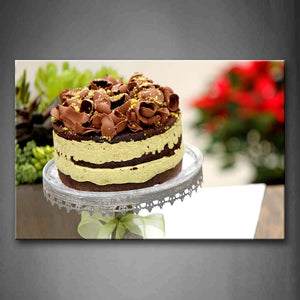 Cake With Chocolate In Plate Wall Art Painting The Picture Print On Canvas Food Pictures For Home Decor Decoration Gift 