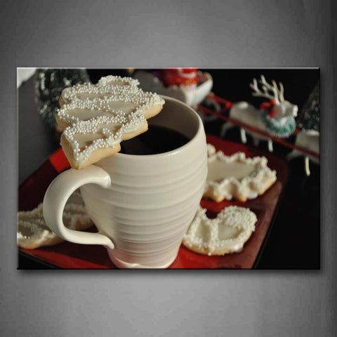 White Sweets In Coffee Cup Wall Art Painting Pictures Print On Canvas Food The Picture For Home Modern Decoration 