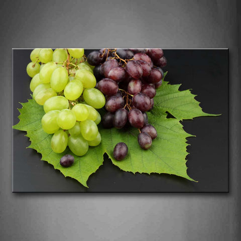 Green And Purple Grapes With Leaf Wall Art Painting Pictures Print On Canvas Food The Picture For Home Modern Decoration 