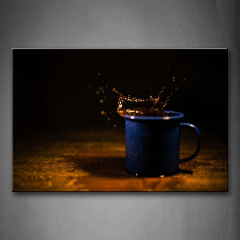 Brown Splash Coffee In Blue Cup Wall Art Painting Pictures Print On Canvas Food The Picture For Home Modern Decoration 