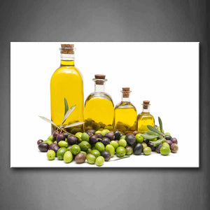 Yellow Orange Olive And Oil In Bottle Wall Art Painting Pictures Print On Canvas Food The Picture For Home Modern Decoration 