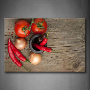 Pepper Onion And  Tomato Wall Art Painting Pictures Print On Canvas Food The Picture For Home Modern Decoration 