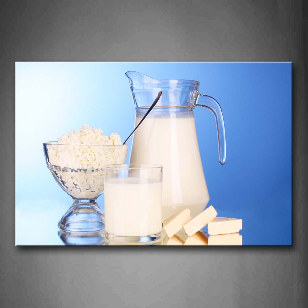 Cheese And Milk In Glasses Wall Art Painting Pictures Print On Canvas Food The Picture For Home Modern Decoration 