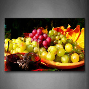 Colorful Grape And Wine In Cup Wall Art Painting The Picture Print On Canvas Food Pictures For Home Decor Decoration Gift 