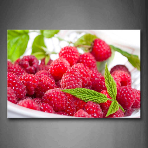 Red Raspberry With Green Leaf In Plate Wall Art Painting The Picture Print On Canvas Food Pictures For Home Decor Decoration Gift 