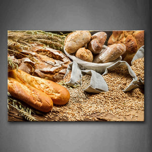 Brown Bread With Wheat In Bag Wall Art Painting Pictures Print On Canvas Food The Picture For Home Modern Decoration 