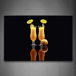 Yellow Cocktail Reflection Wall Art Painting Pictures Print On Canvas Food The Picture For Home Modern Decoration 