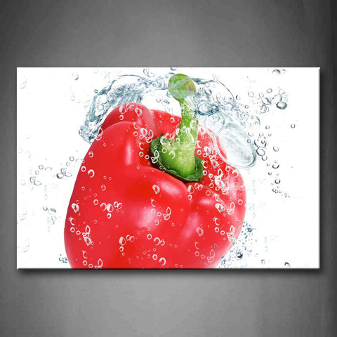 Red Pepper With Splash Water Wall Art Painting Pictures Print On Canvas Food The Picture For Home Modern Decoration 