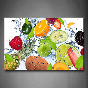 Colorful Various Fruit With Splash Water Wall Art Painting The Picture Print On Canvas Food Pictures For Home Decor Decoration Gift 