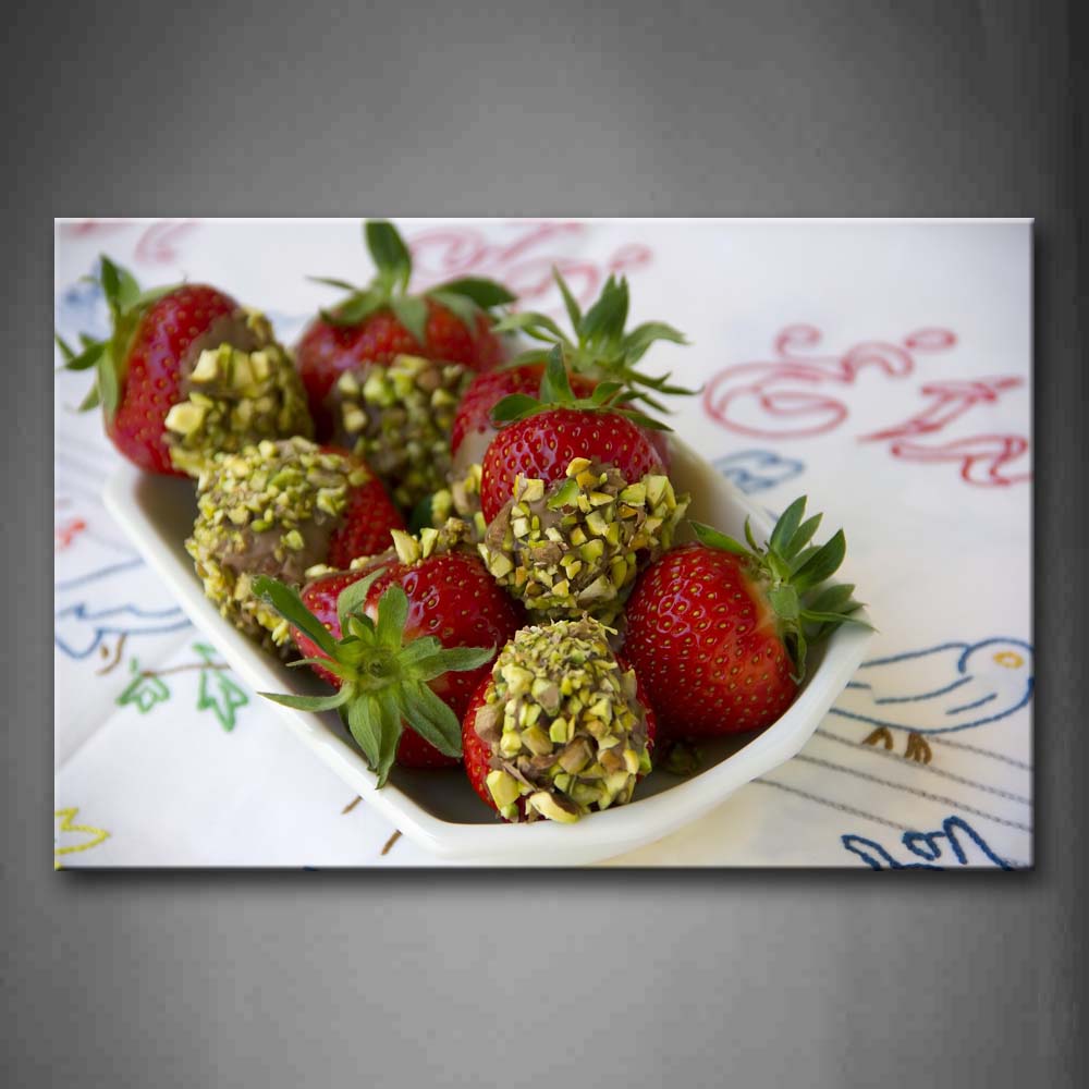 Red Strawberry In Plate Wall Art Painting Pictures Print On Canvas Food The Picture For Home Modern Decoration 