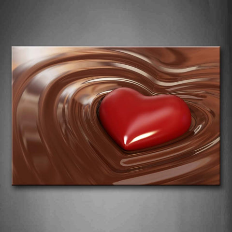 Brown Chocolate With Red Heart Wall Art Painting The Picture Print On Canvas Food Pictures For Home Decor Decoration Gift 