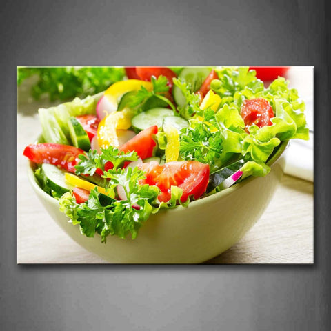 Colorful Various Salad In White Bowl Wall Art Painting The Picture Print On Canvas Food Pictures For Home Decor Decoration Gift 