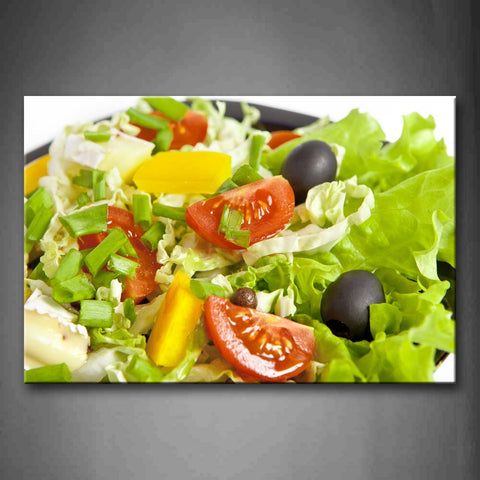 Salad With Colorful Vegetable Fruit In Plate Wall Art Painting Pictures Print On Canvas Food The Picture For Home Modern Decoration 