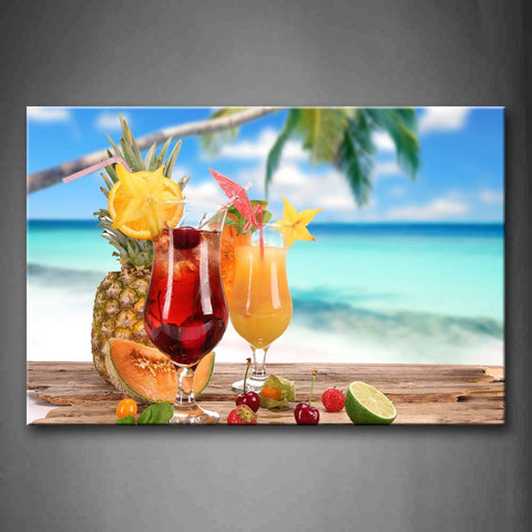 Orange And Red Cocktail With Colors Fruit Wall Art Painting Pictures Print On Canvas Food The Picture For Home Modern Decoration 